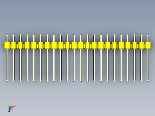 彩色公头100mil（2.54mm）系列-DS1021_yellow_1x22p_100mil_Type5_rev1.0俯视缩略图