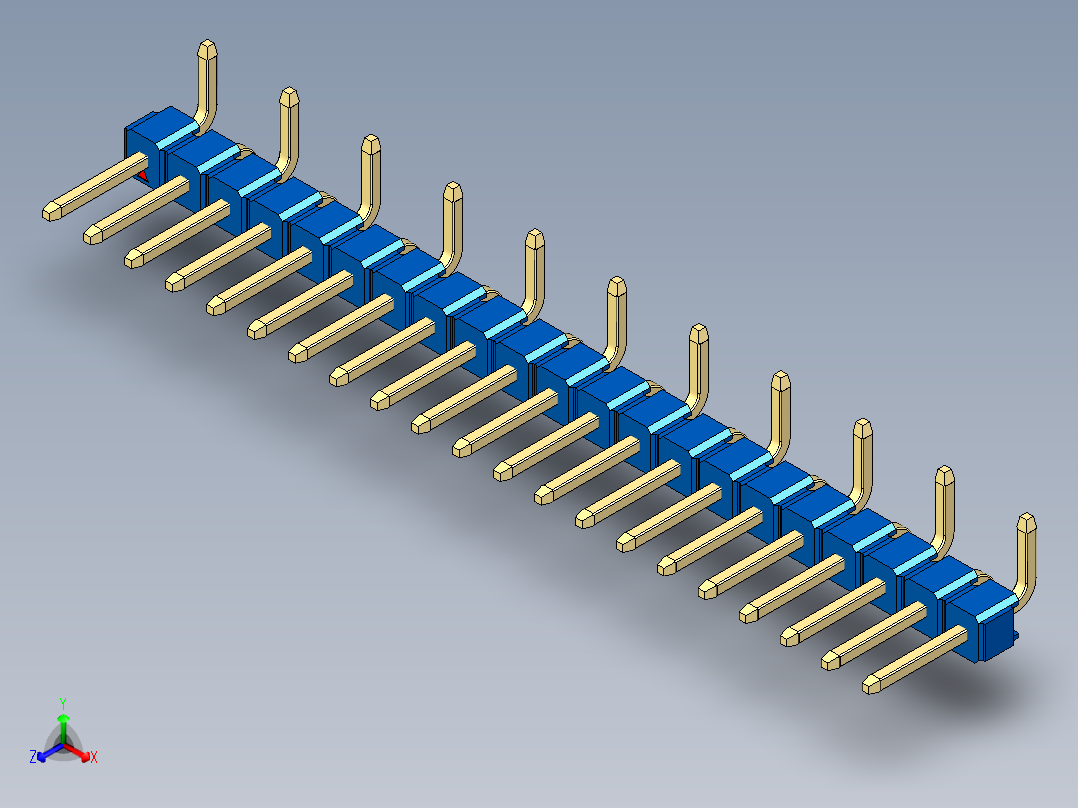 彩色公排针 100mil 2.54mm 系列-DS1022_blue_21p_100mil_Type_SMT_R1_rev1.0主视图