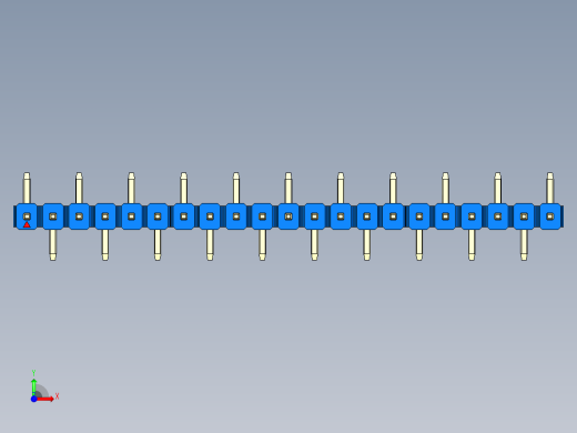 彩色公排针 100mil 2.54mm 系列-DS1022_blue_21p_100mil_Type_SMT_R1_rev1.0前视缩略图
