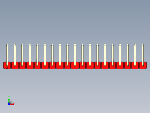 彩色公排针 100mil 2.54mm 系列-DS1022_red_19p_100mil_TypeU_rev1.0前视缩略图