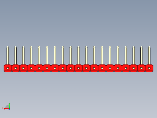 彩色公排针 100mil 2.54mm 系列-DS1022_red_19p_100mil_TypeU_rev1.0后视缩略图