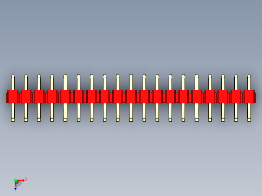 彩色公排针 100mil 2.54mm 系列-DS1022_red_19p_100mil_TypeU_rev1.0俯视缩略图