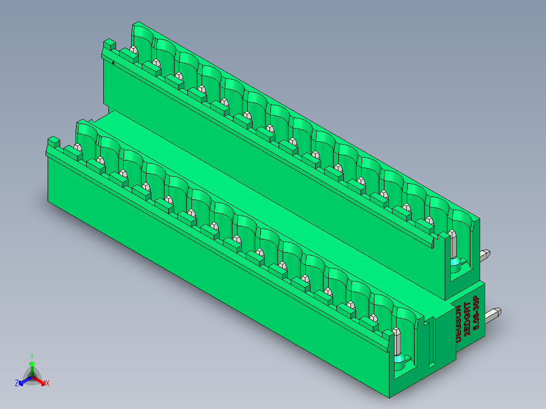 DEGSON 2EDG 系列 5.08mm 可插拔接线端子组-2EDGRT-5.08-30P-14-00AH正等轴测图
