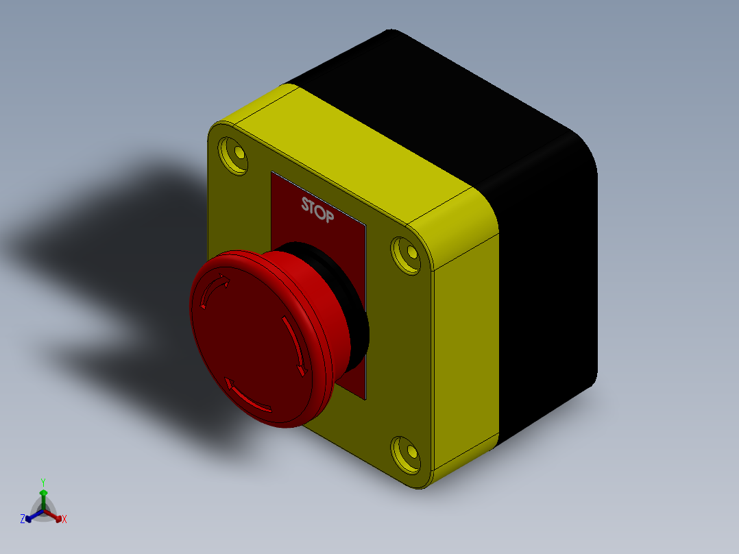 紧急制动按钮正等轴测图