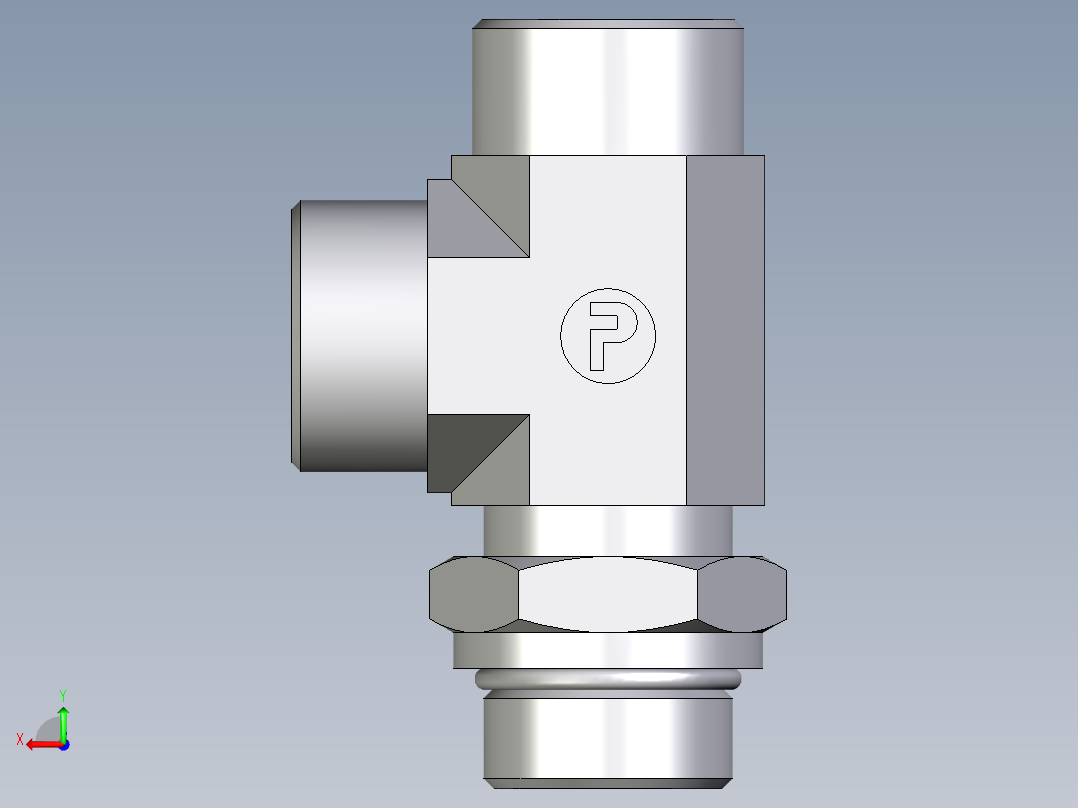 卡套式工业通用硬管接头EO_Adjustable_locknut_run_tee_LEE25SMOROMDCF后视图