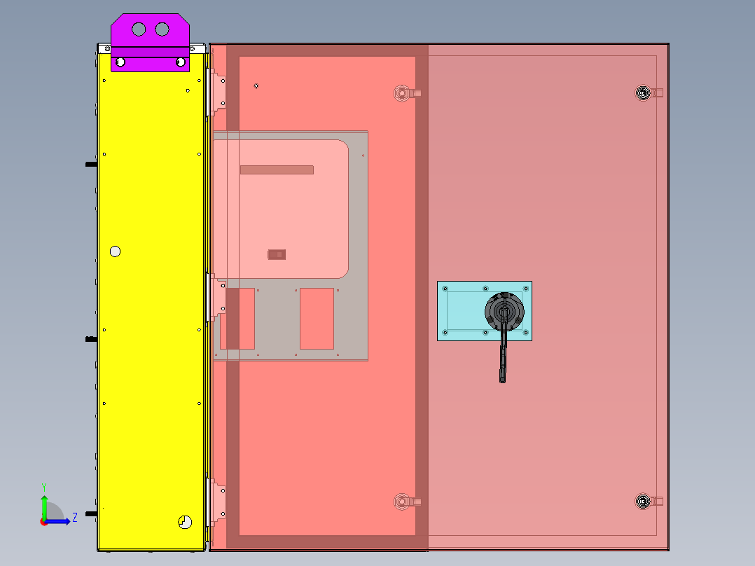 钣金_电气_柜体-stp 三维 图纸左视图