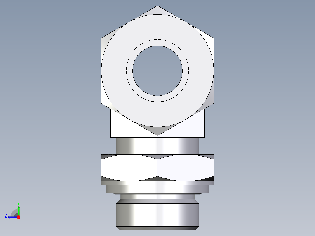 卡套式工业通用硬管接头EO_Adjustable_locknut_branch_tee_TEE20SRCF右视图
