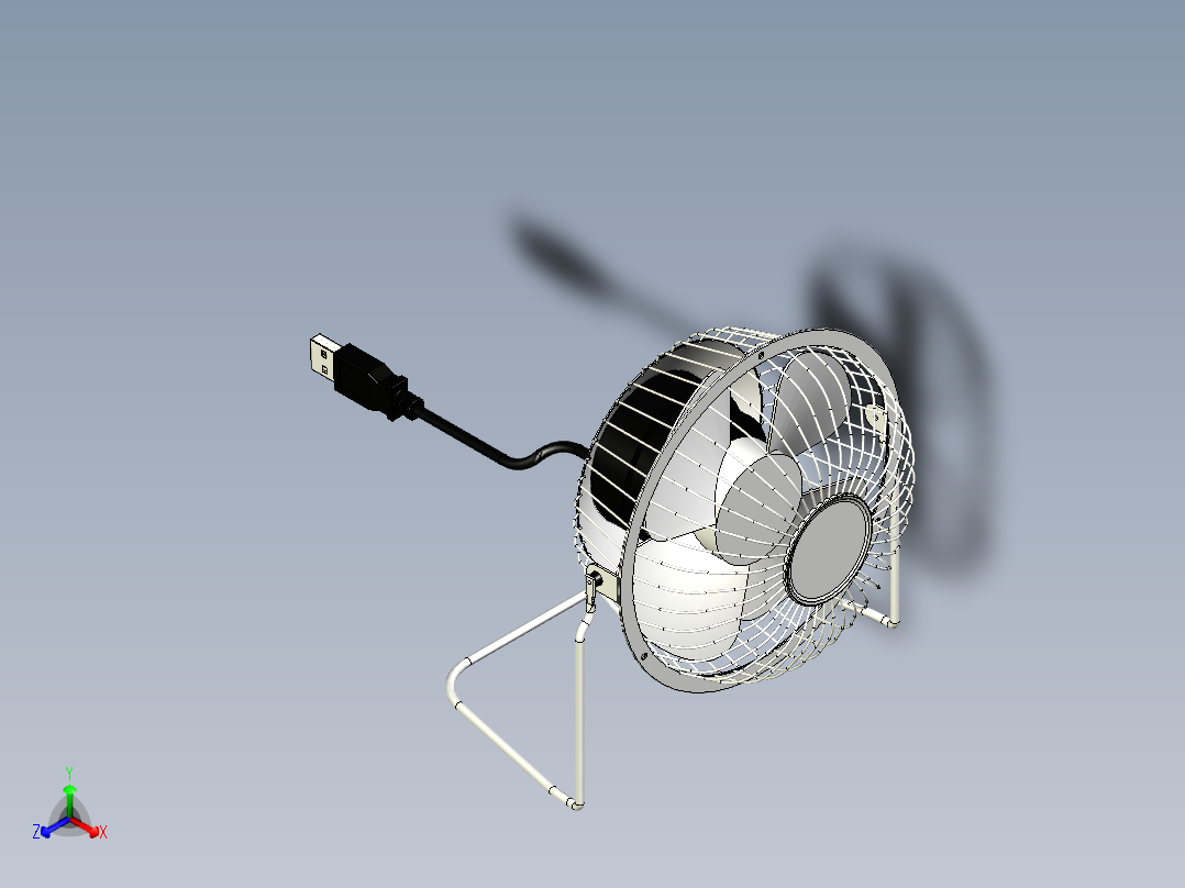 USB台式风扇（USB）正等轴测图