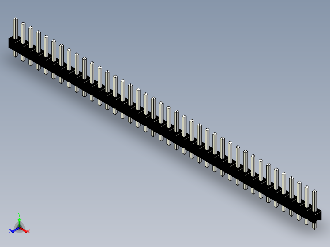 A0002895-2.54mm 阳针排针正等轴测图