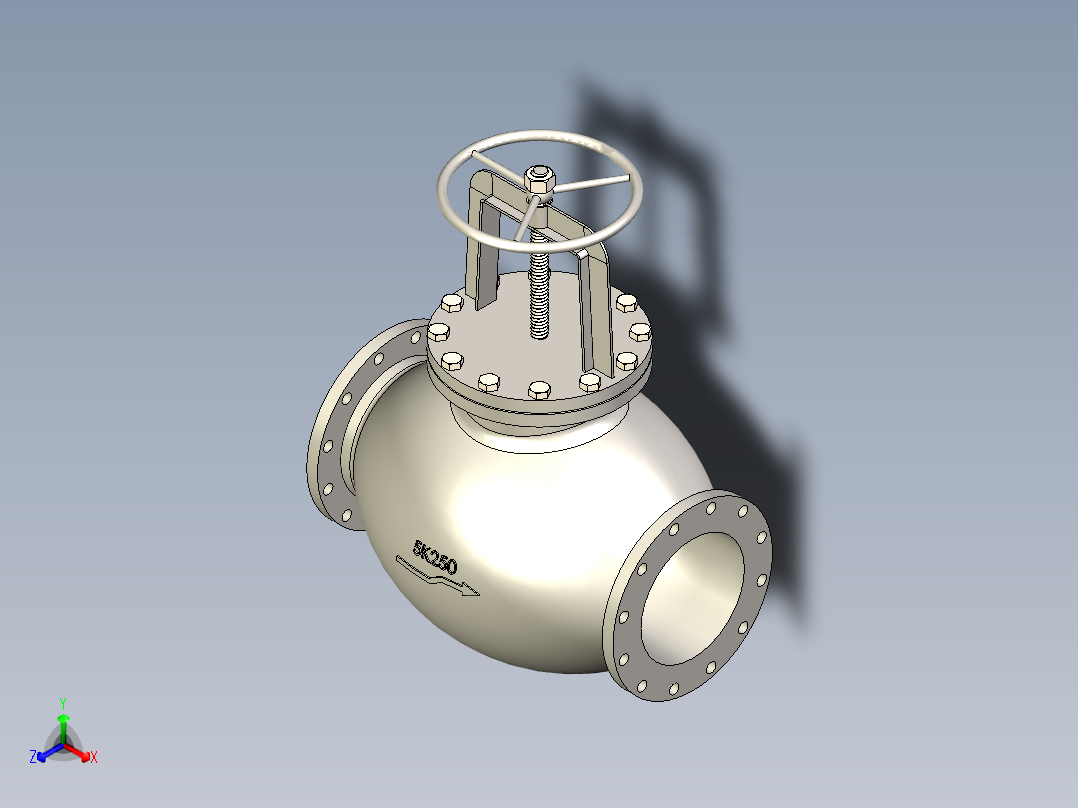 铸铁 铸钢截止阀 截止止回阀-JIS5K-250正等轴测图