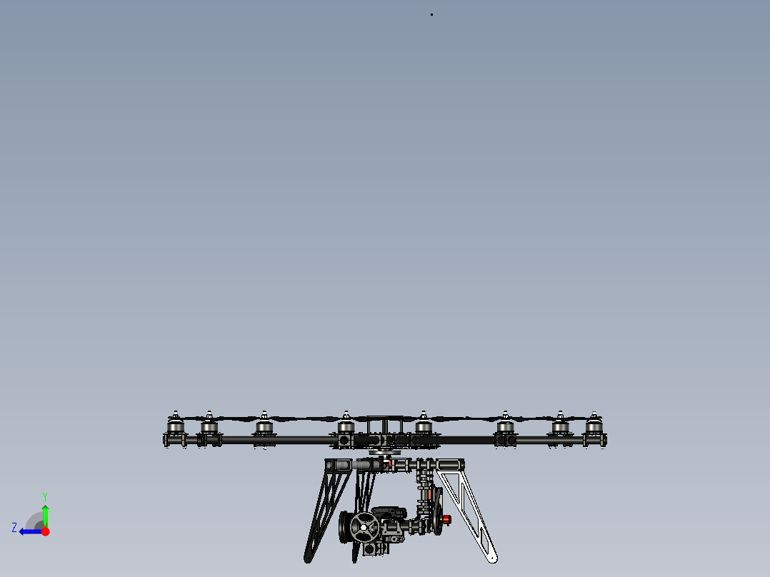 八旋翼航拍无人机3D模型图纸右视图