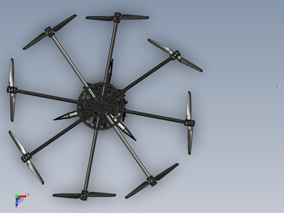 八旋翼航拍无人机3D模型图纸俯视图