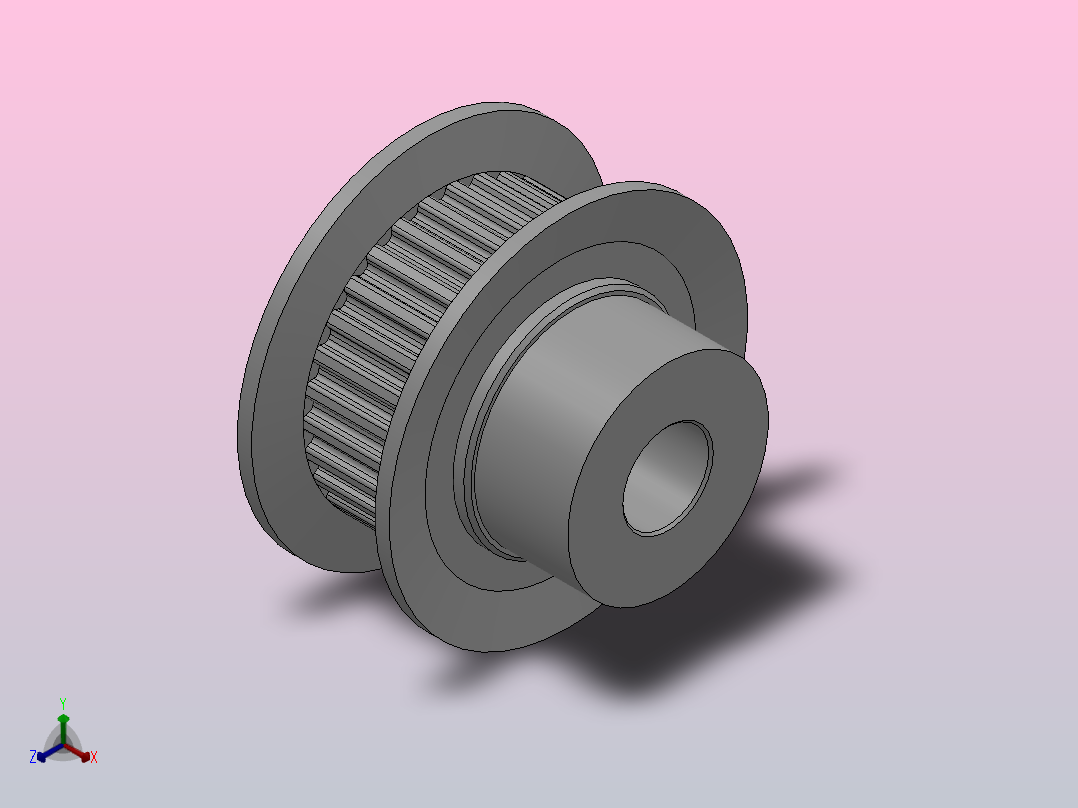 小凸缘型梯形齿同步带轮MXL型_SMXLDC-30-025-dc6-A正等轴测图