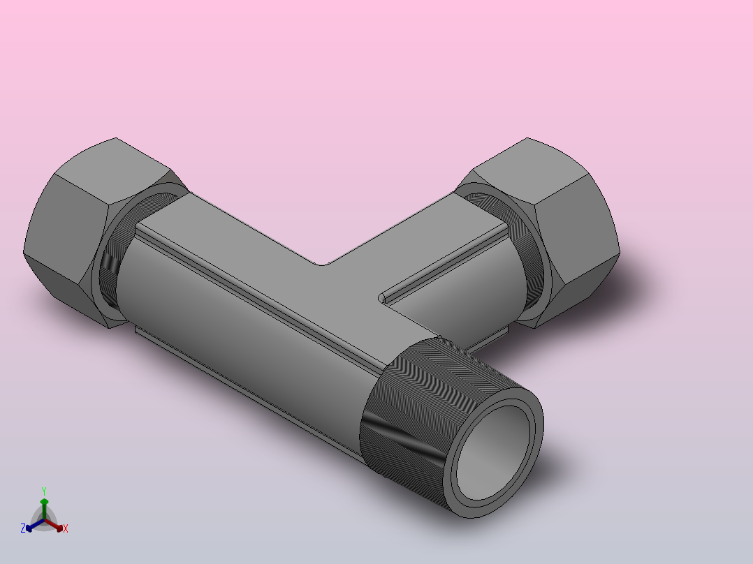 IKST 卡套螺纹侧三通接头_IKST04-01正等轴测图