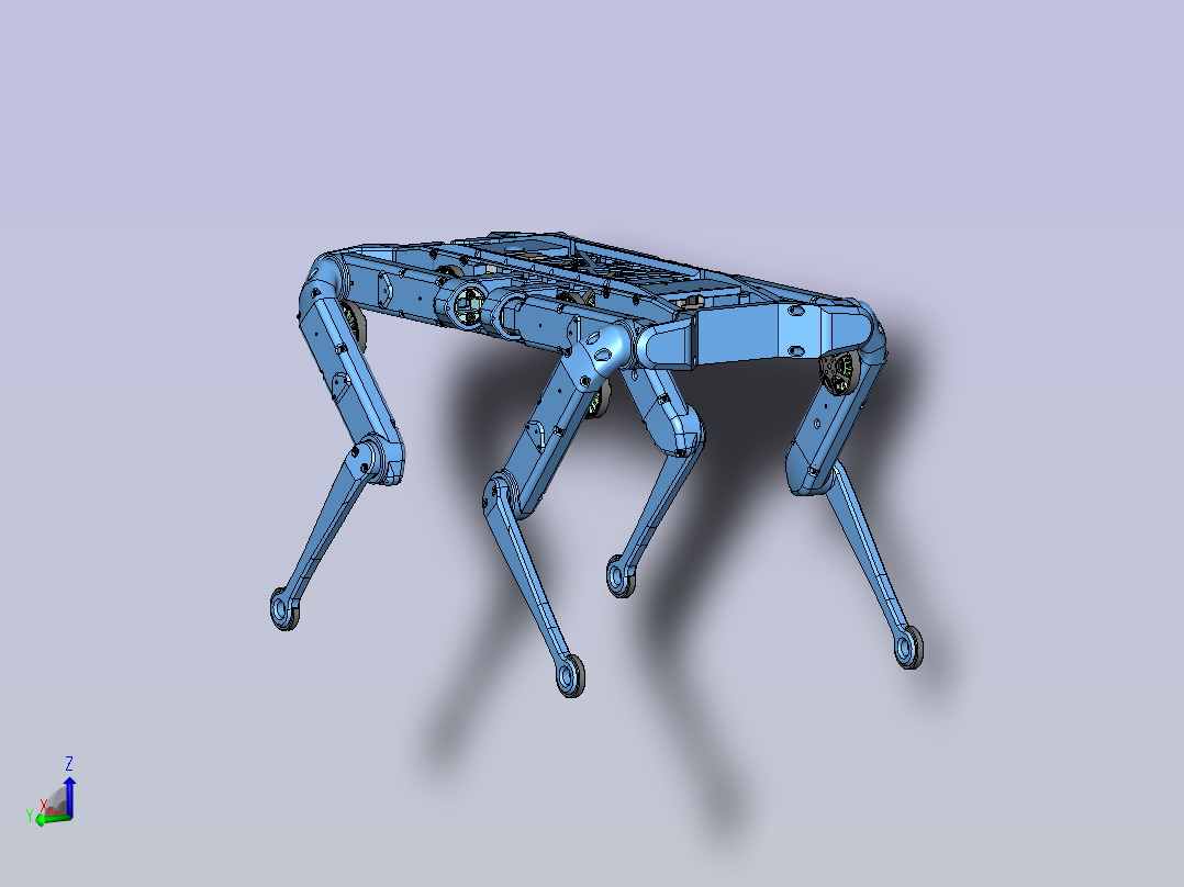 Solo 12dof四足机器狗3D图纸 Solidworks设计主视图