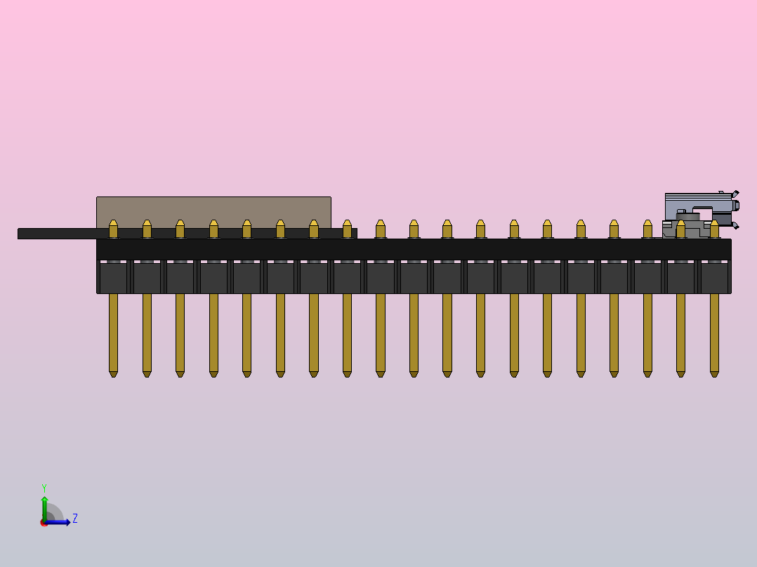 这是ESP32-DevKitC V4板的基本型号，具有38个引脚，采用ESP32-WROOM-32D双核芯片左视图