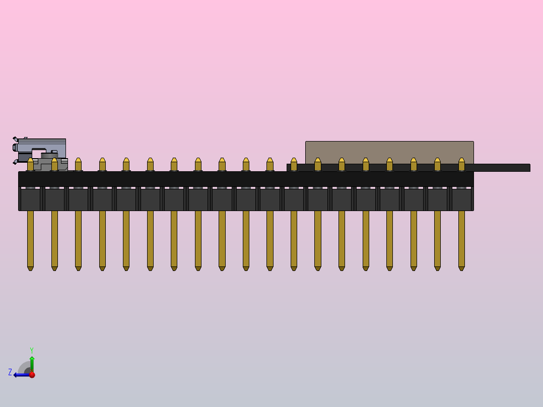 这是ESP32-DevKitC V4板的基本型号，具有38个引脚，采用ESP32-WROOM-32D双核芯片右视图