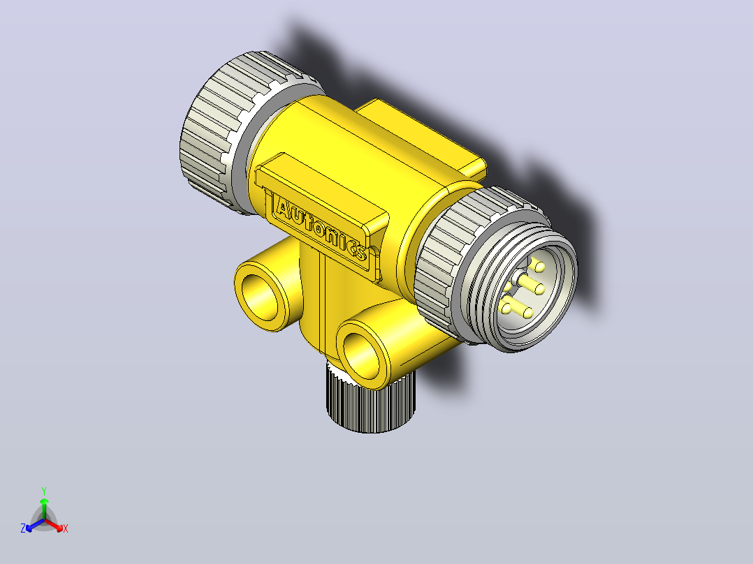 7-8英寸x M12 T型分离器插头插座正等轴测图