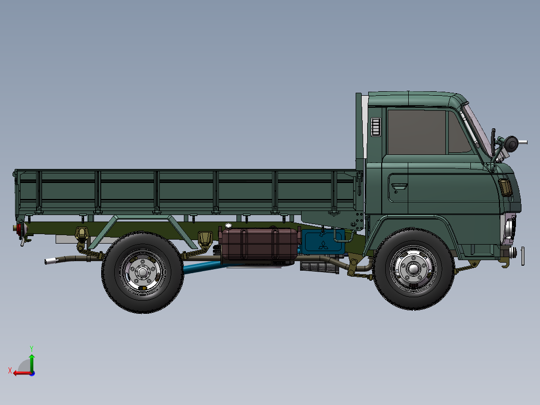 卡车3D图纸 机械设备设计3D模型参考资料素材后视图