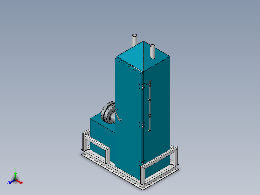 货架式散装物料烘干机bulk-material-dryer-SW-X_T-STP正等轴测图
