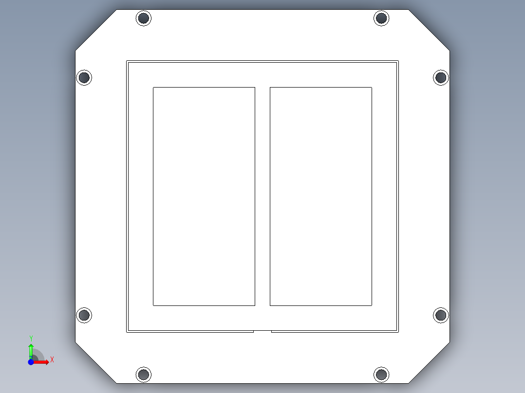 四面基座1910-3D多系列多零件图纸模型前视图