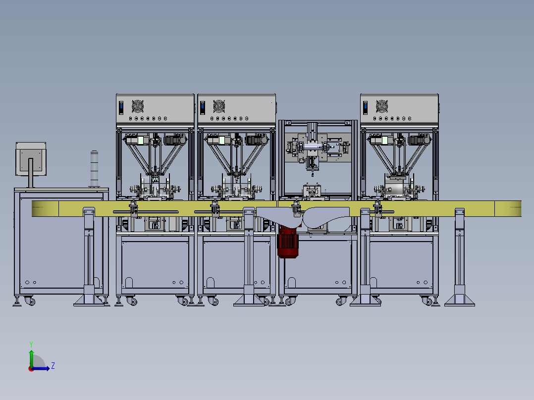 蜘蛛手泡棉贴装连线自动化sw18可编辑左视图