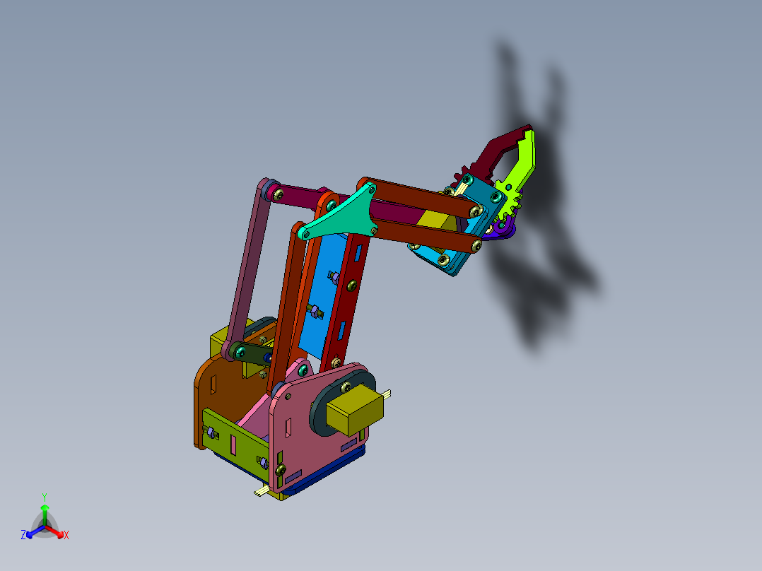 四轴铝合金舵机爪子机械手臂主视图