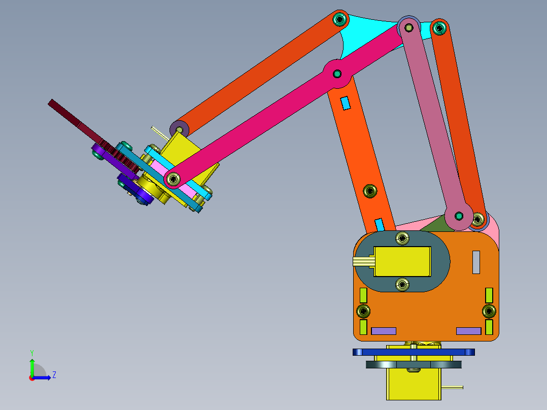 四轴铝合金舵机爪子机械手臂左视图