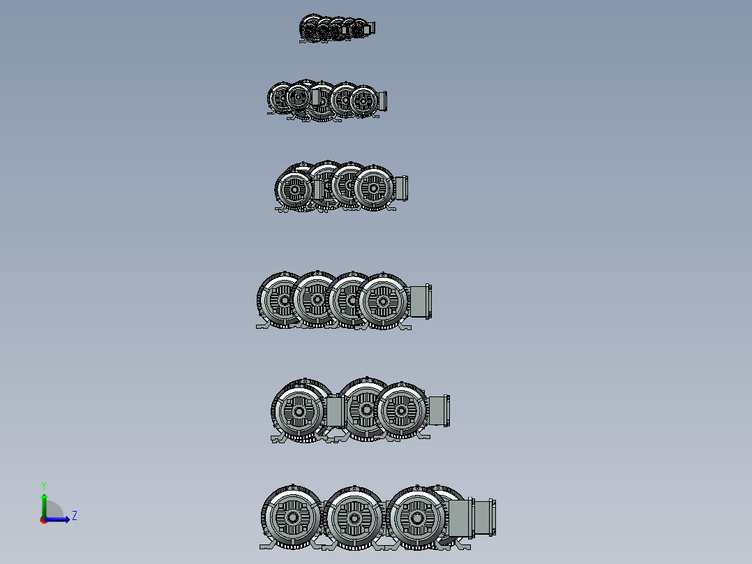 YVPYVF2变频电机B3型模型合集左视图