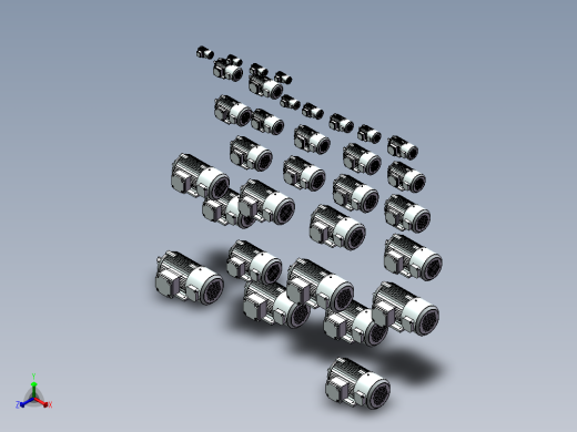 YVPYVF2变频电机B3型模型合集正等轴测缩略图