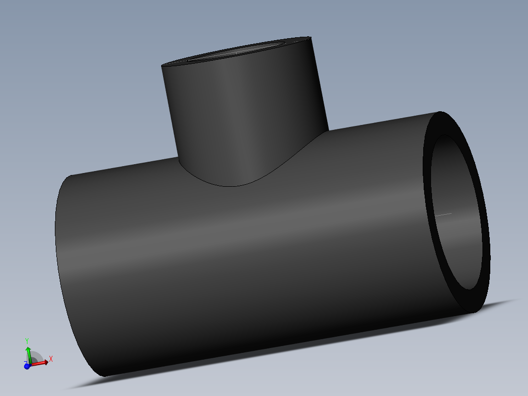 PVC管件-1x0.5 R-Tee主视图