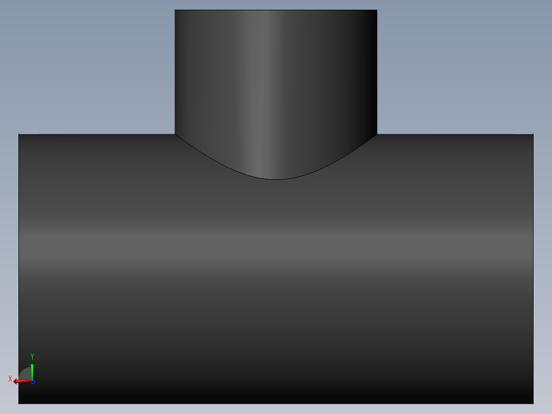PVC管件-1x0.5 R-Tee左视图