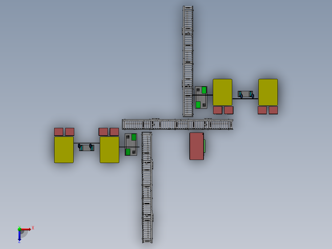 压合设备自动化机加工生产线sw17俯视图