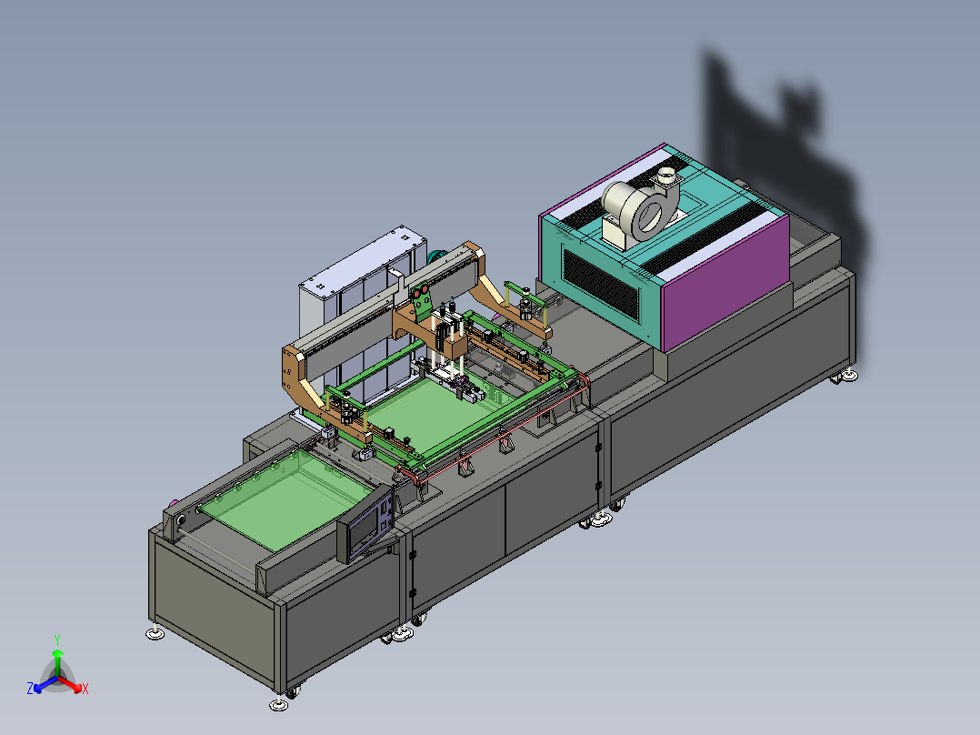 全自动丝网印刷机正等轴测图