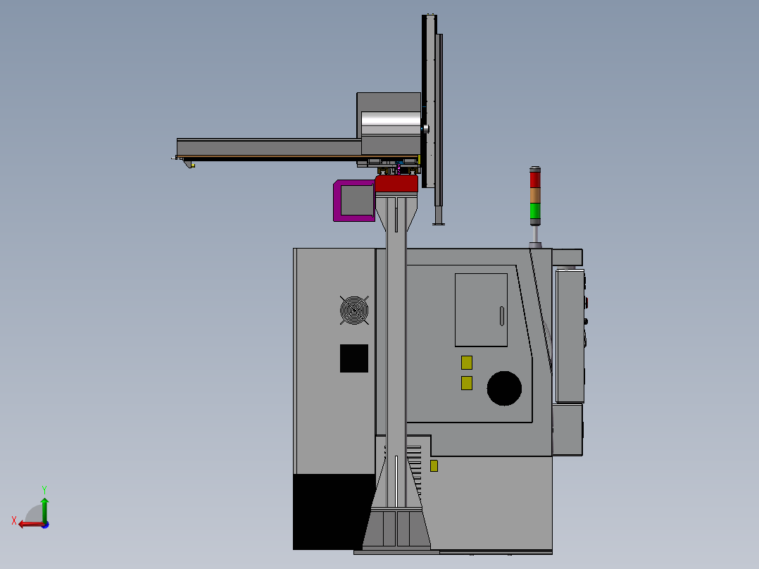 单机械手数控车床后视图