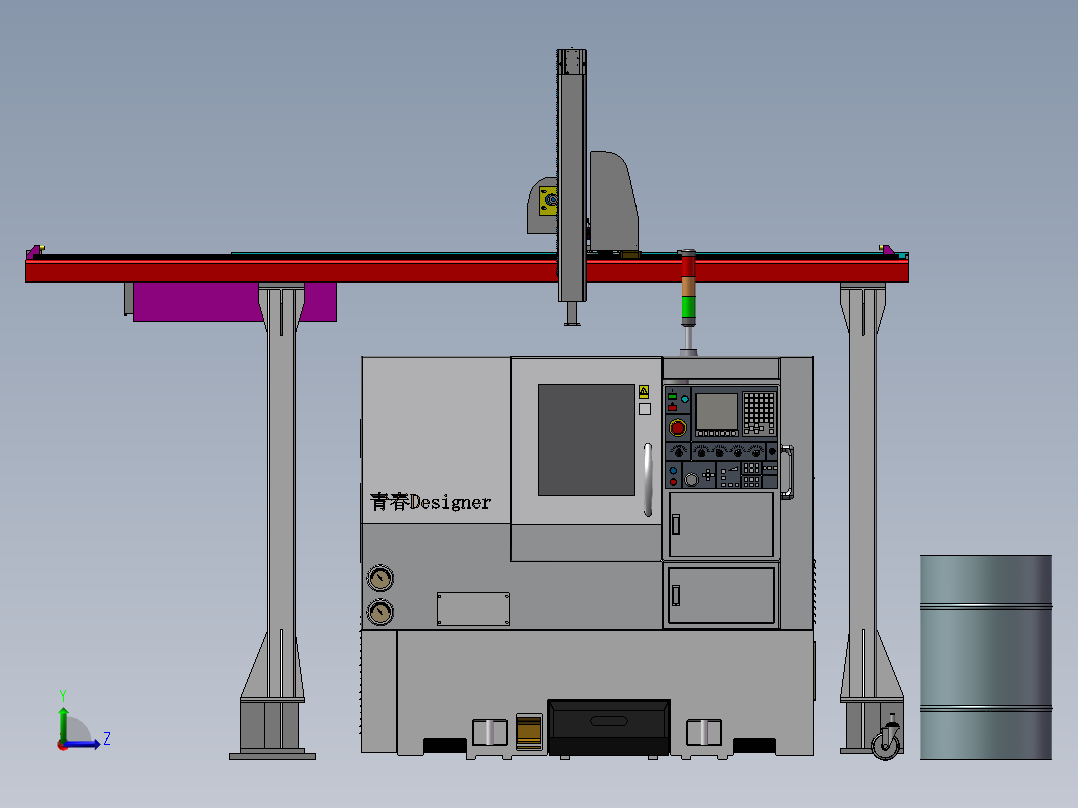 单机械手数控车床左视图
