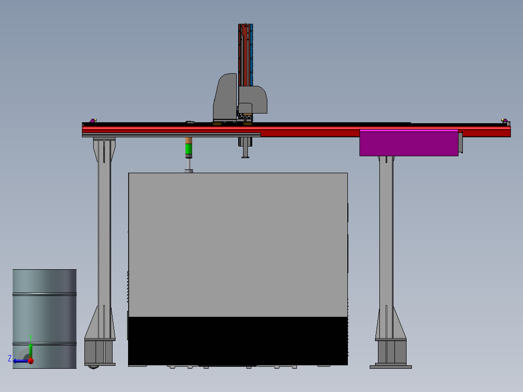 单机械手数控车床右视图