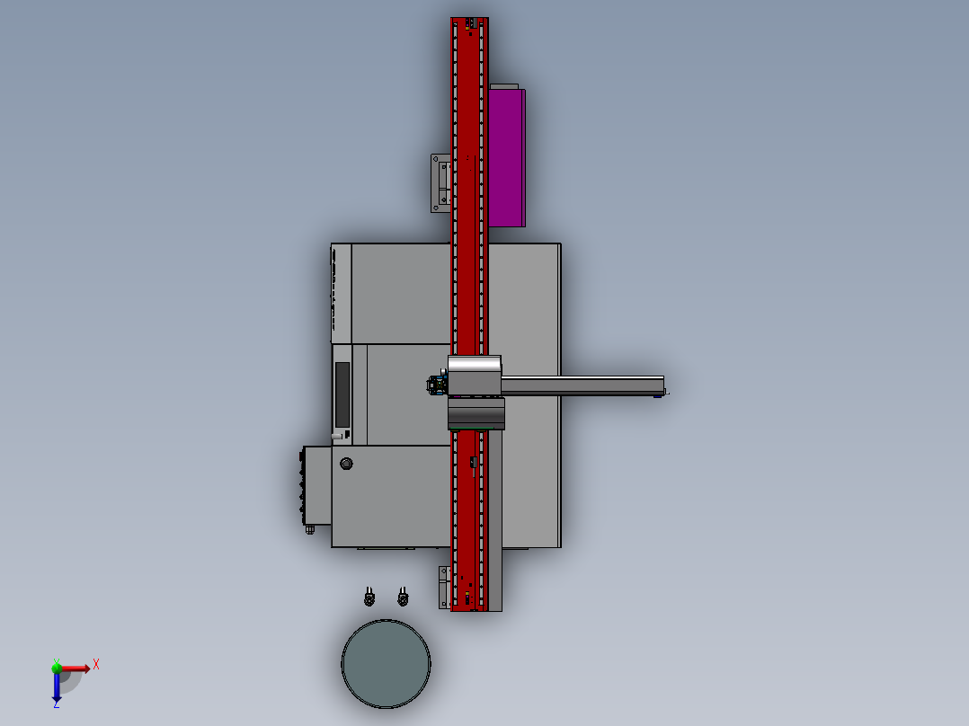 单机械手数控车床俯视图