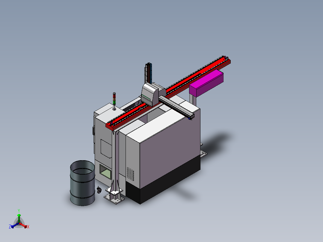 单机械手数控车床正等轴测图