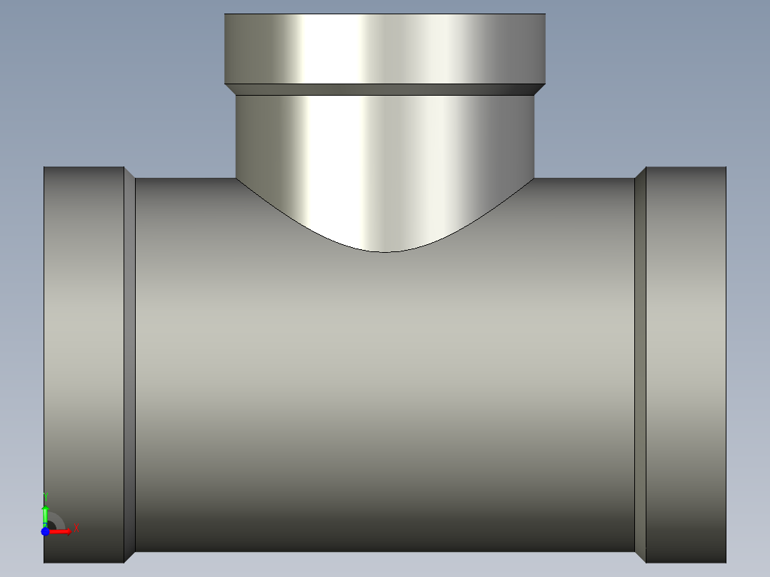 螺纹管三通-异径 DN25-DN20前视图