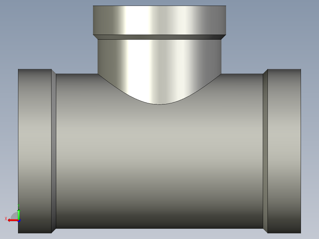 螺纹管三通-异径 DN25-DN20后视图