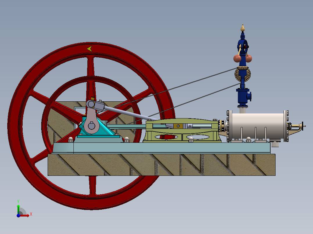带 4 个滑阀的 60HP 高压蒸汽机a-model-of-a-60hp-high-模型格式为 x_t前视图
