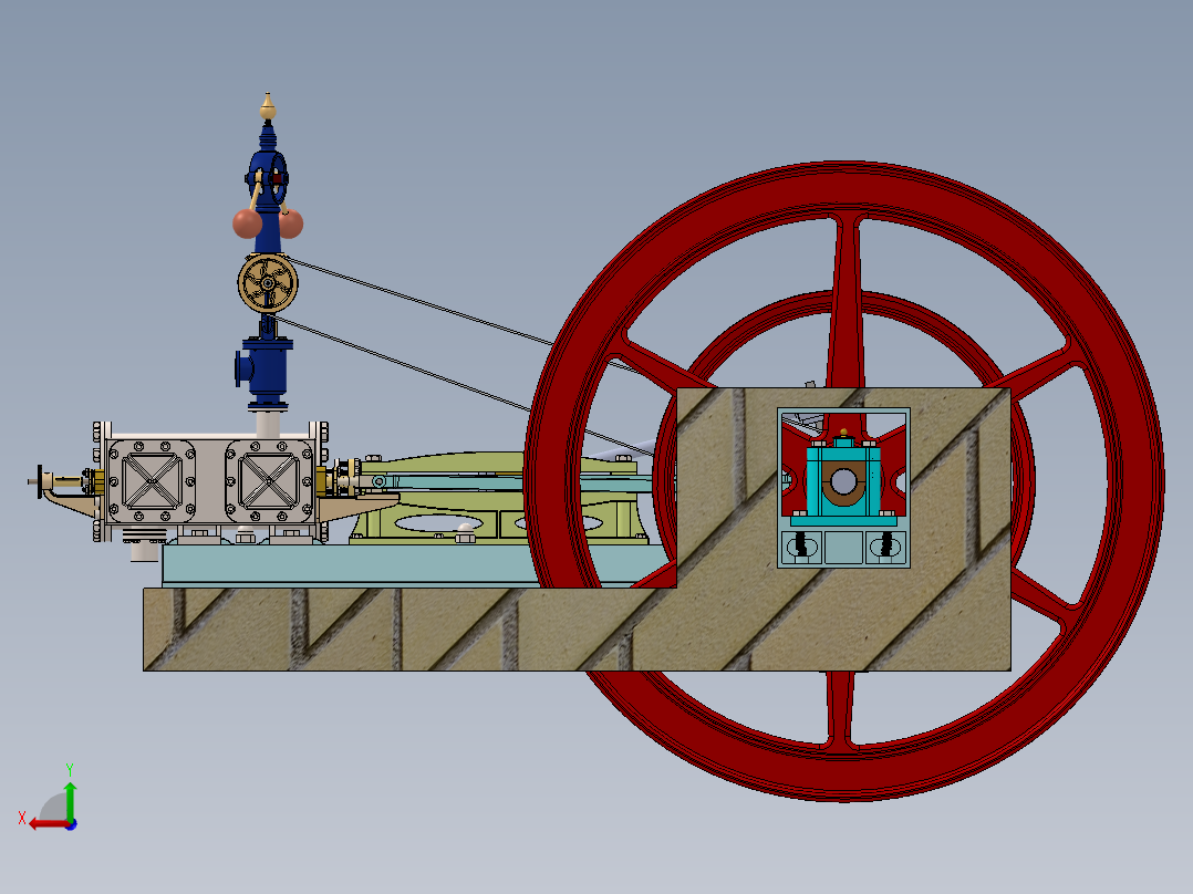 带 4 个滑阀的 60HP 高压蒸汽机a-model-of-a-60hp-high-模型格式为 x_t后视图
