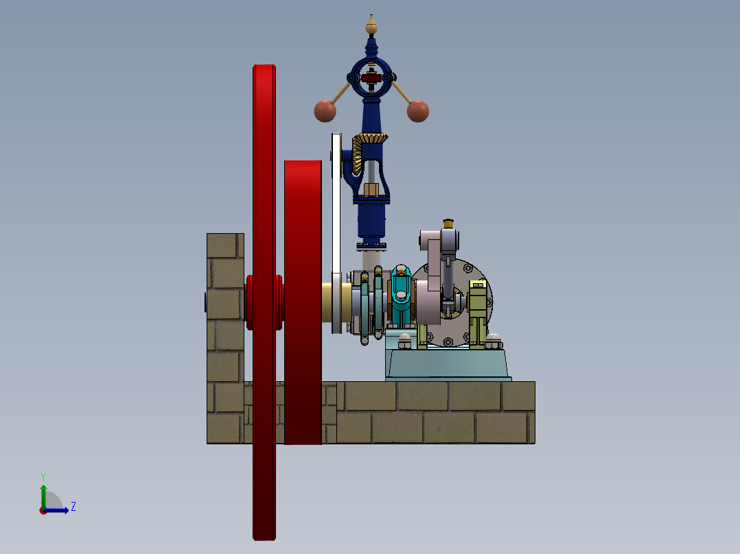 带 4 个滑阀的 60HP 高压蒸汽机a-model-of-a-60hp-high-模型格式为 x_t左视图