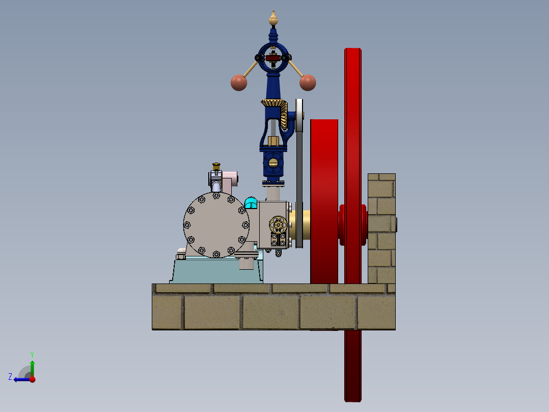 带 4 个滑阀的 60HP 高压蒸汽机a-model-of-a-60hp-high-模型格式为 x_t右视图