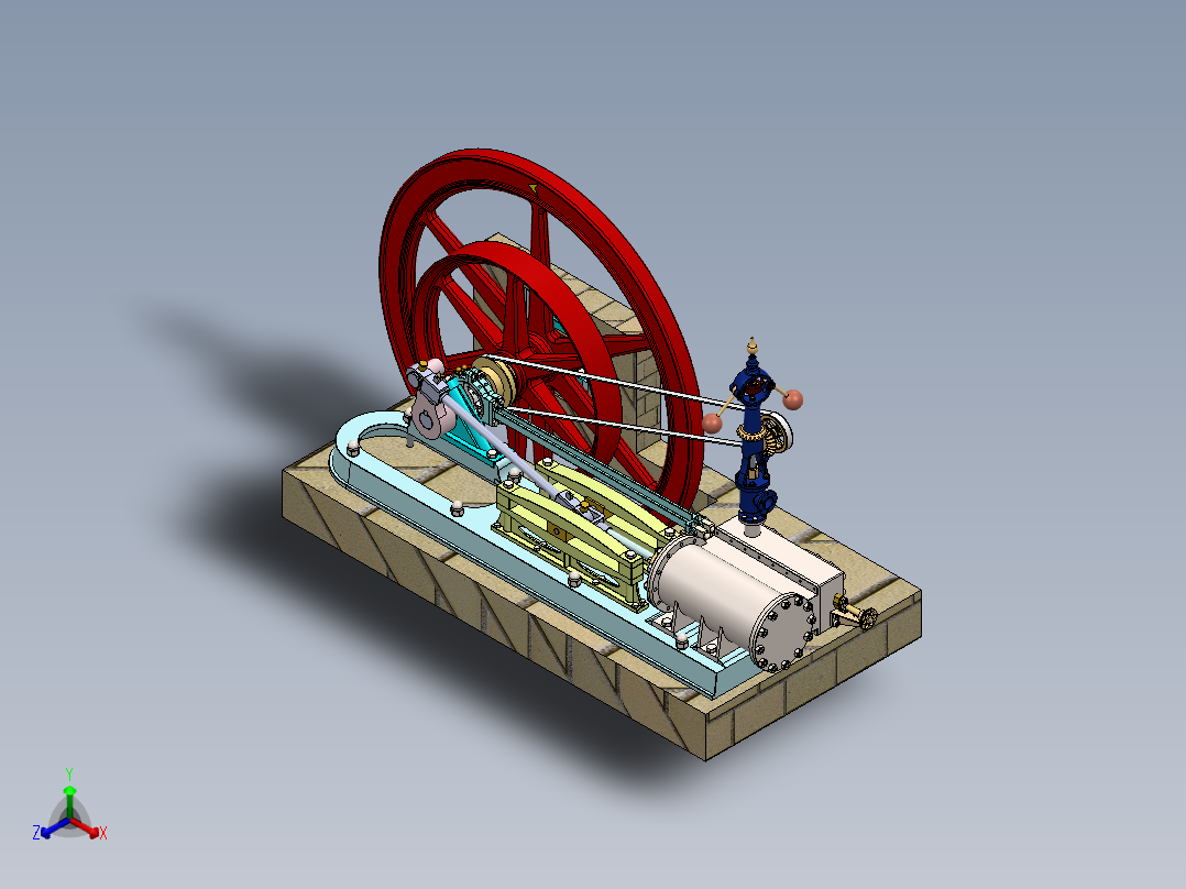 带 4 个滑阀的 60HP 高压蒸汽机a-model-of-a-60hp-high-模型格式为 x_t正等轴测图