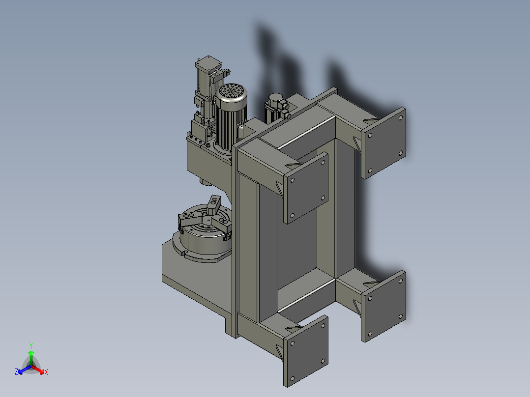 加工模具配件的小型车床正等轴测图