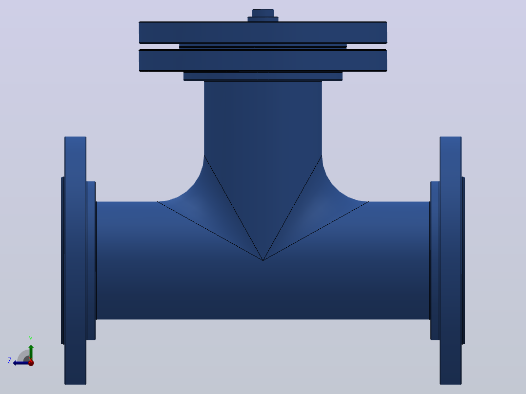 ST34型直流式法兰连接T型过滤器[ST34C-DN65(PN10，25)]右视图