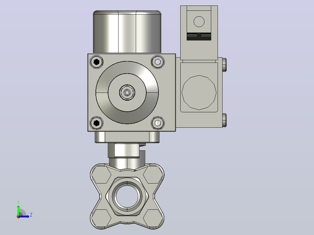 使用3pc 2025N不锈钢球阀和Max-Air MT04双作用气动致动器和SV61电磁阀的Max-Air致动组件左视图