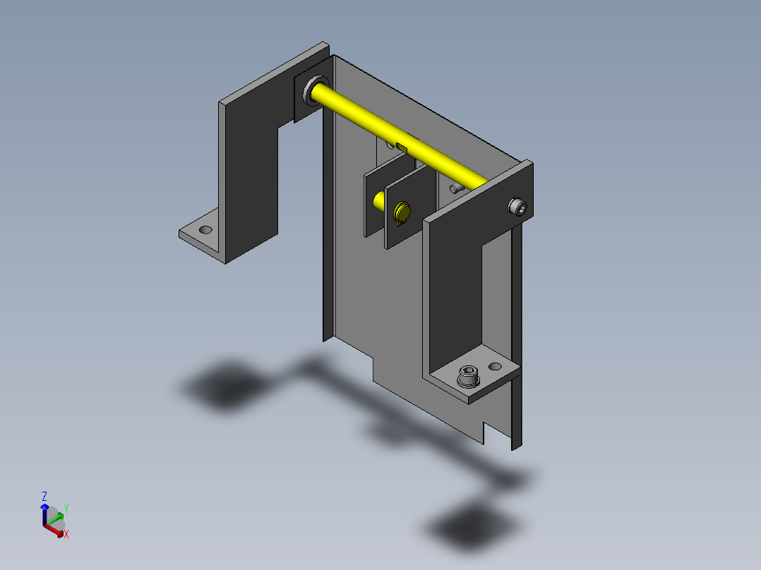 使用了气缸的门机构正等轴测图